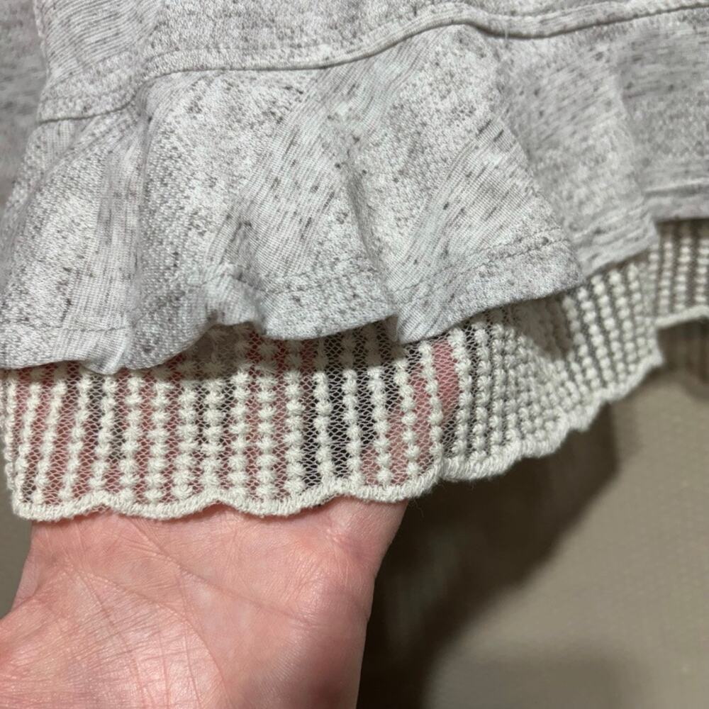 Mystree Women's Gray Lace Trim Textured Long Sleeve Shirt Size M - Picture 2 of 8